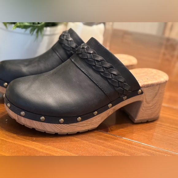 Women’s Kork-EaseTilly Black Leather Platform Braided Clogs Size 9 - Picture 4 of 17